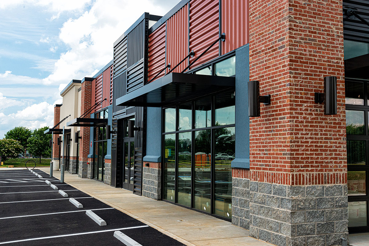 Exterior view of new retail strip center